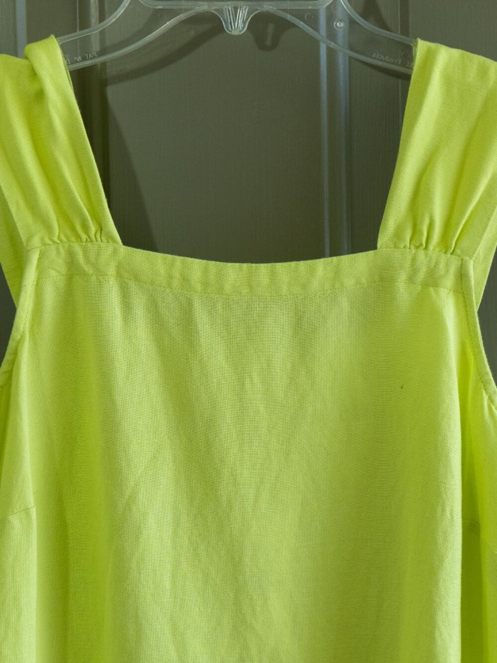 LOFT Linen Dress Flowy Tiered Sleeveless Lime Green Flourescent Lightweight Mini - Picture 4 of 8
